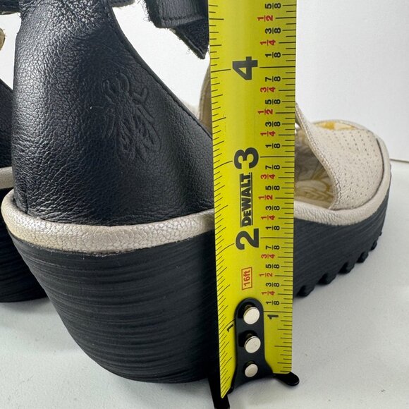 Fly London Wedge Sandals Size 36/6 Open Toe Color Block Ankle Strap - Picture 7 of 15